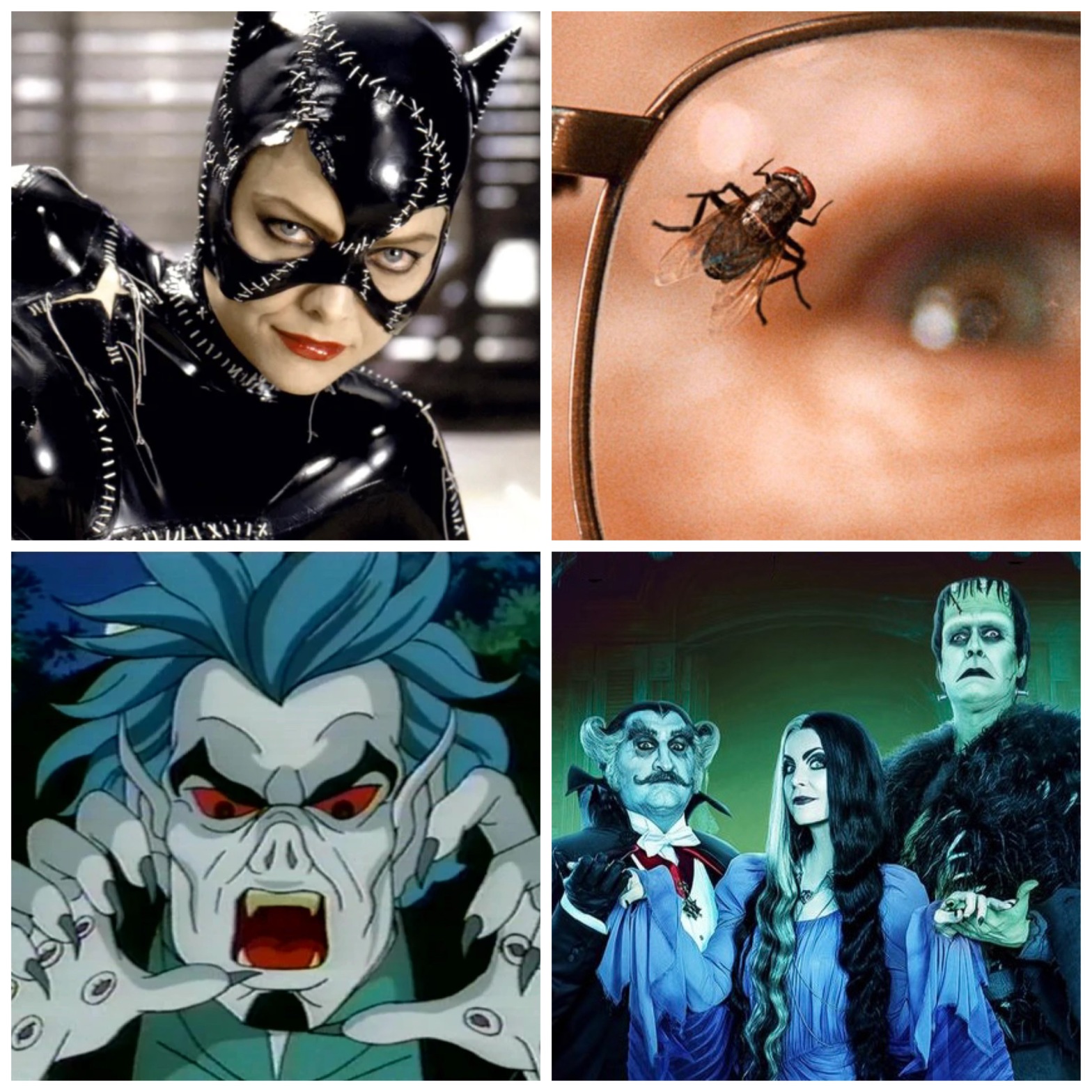 Michelle Pfeiffer's Catwoman, the fly from Breaking Bad, Morbius from Spider-Man: The Animated Series, and Rob Zombie's The Munsters.