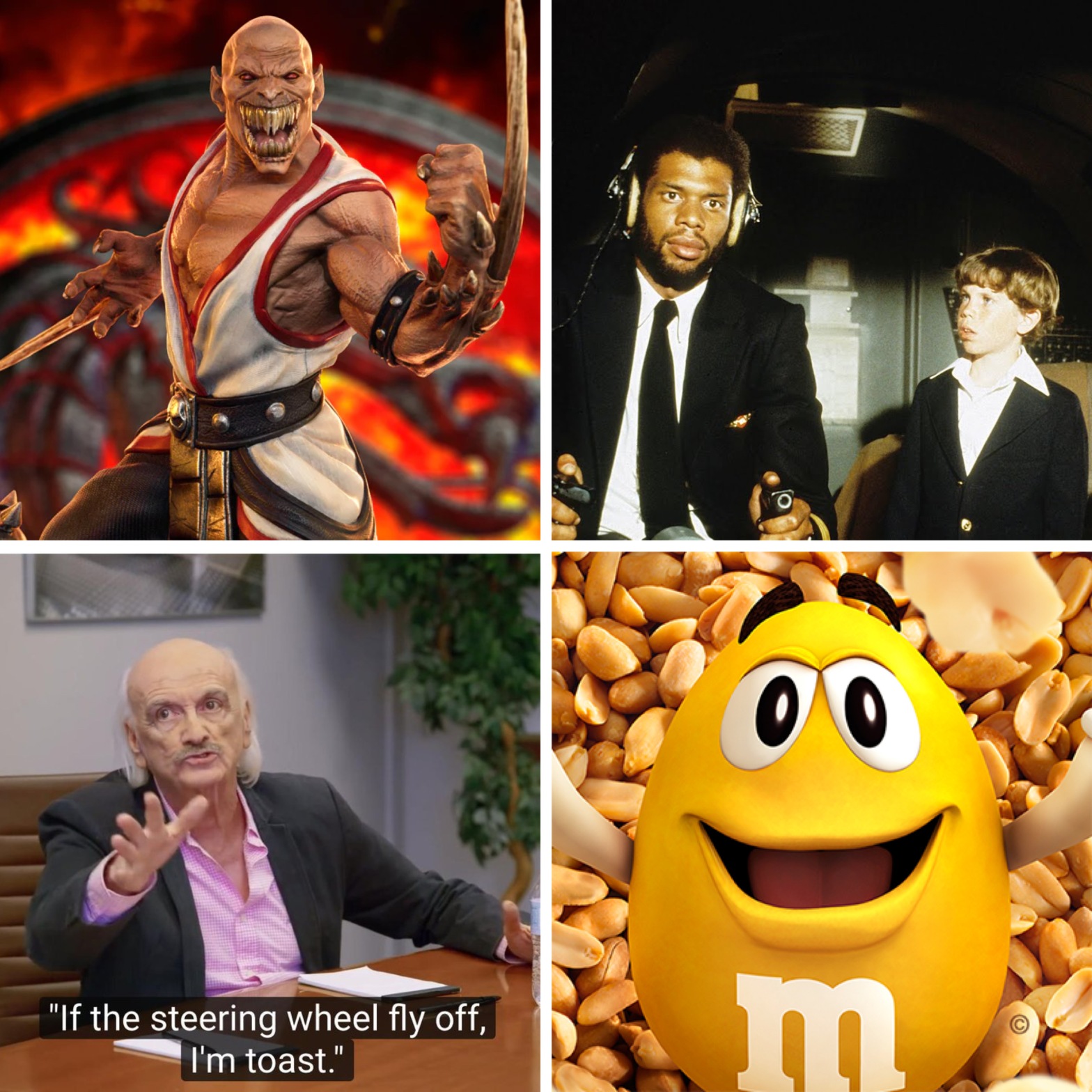 Baraka from Mortal Kombat, Kareem Abdul-Jabbar in Airplane, the focus group sketch from ITYSL, and the yellow M&M.